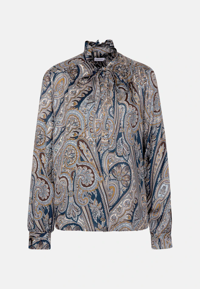 Satin bow blouse with ruffle detail in Dunkelblau | Seidensticker online shop