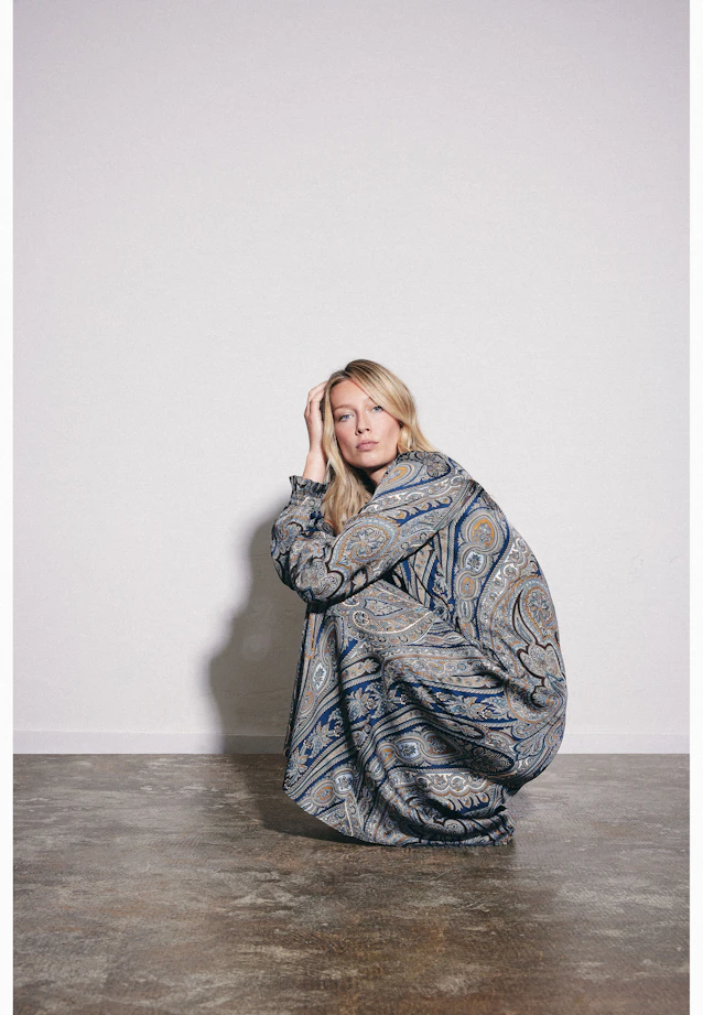 Robe en satin avec cravate in Bleu Foncé |  Seidensticker Onlineshop