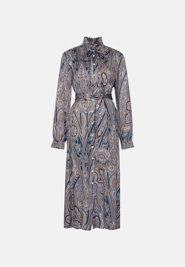 Satiniertes Kleid mit Schluppe und Bindeband in Dunkelblau |  Seidensticker Onlineshop