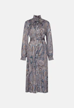 Satiniertes Kleid mit Schluppe und Bindeband in Dunkelblau |  Seidensticker Onlineshop