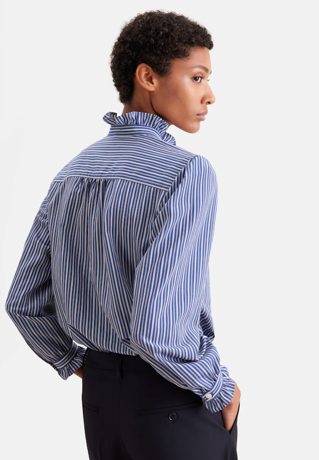Hemdbluse mit Rüschendetails in Dunkelblau |  Seidensticker Onlineshop