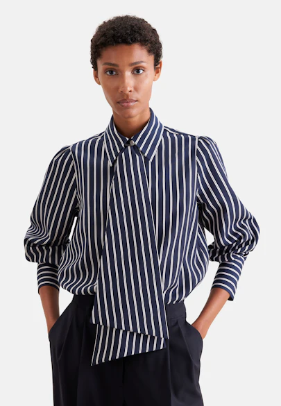 Blouse with detachable bow tie in Dunkelblau |  Seidensticker Onlineshop