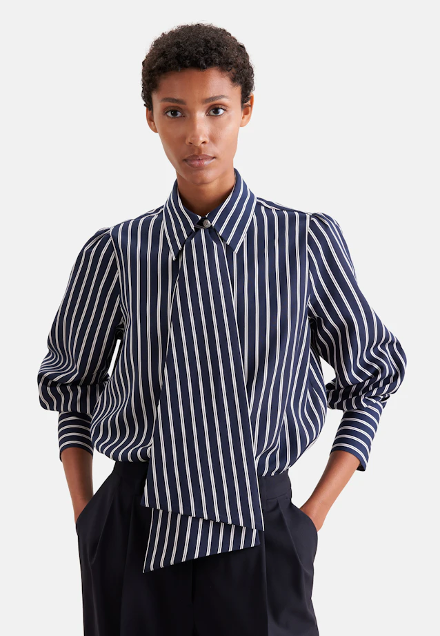 Bluse mit abnehmbarer Schluppe in Dunkelblau |  Seidensticker Onlineshop