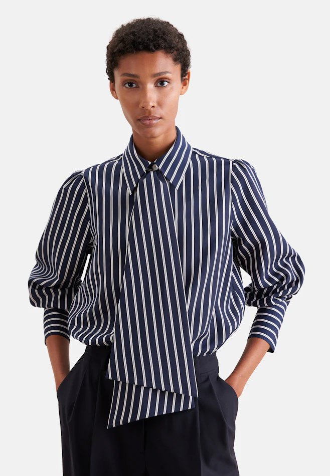 Bluse mit abnehmbarer Schluppe in Dunkelblau | Seidensticker Onlineshop