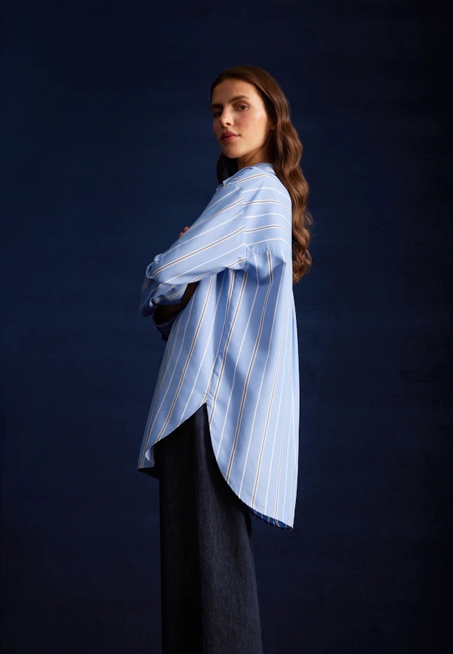 Oversized Hemdbluse mit tiefer Passe in Hellblau |  Seidensticker Onlineshop