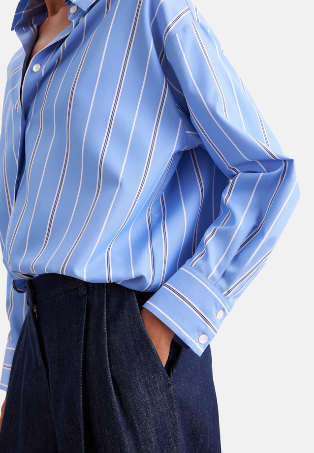 Oversized Hemdbluse mit tiefer Passe in Hellblau |  Seidensticker Onlineshop