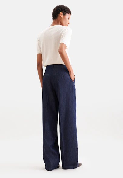 Bundfaltenhose aus Denim in Dunkelblau |  Seidensticker Onlineshop