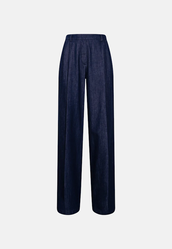 Bundfaltenhose aus Denim in Dunkelblau |  Seidensticker Onlineshop