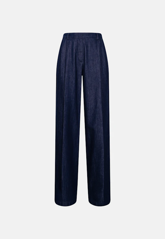Bundfaltenhose aus Denim in Dunkelblau |  Seidensticker Onlineshop