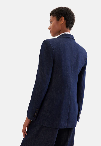 Zweireihiger Blazer mit Pattentaschen aus Denim in Dunkelblau |  Seidensticker Onlineshop