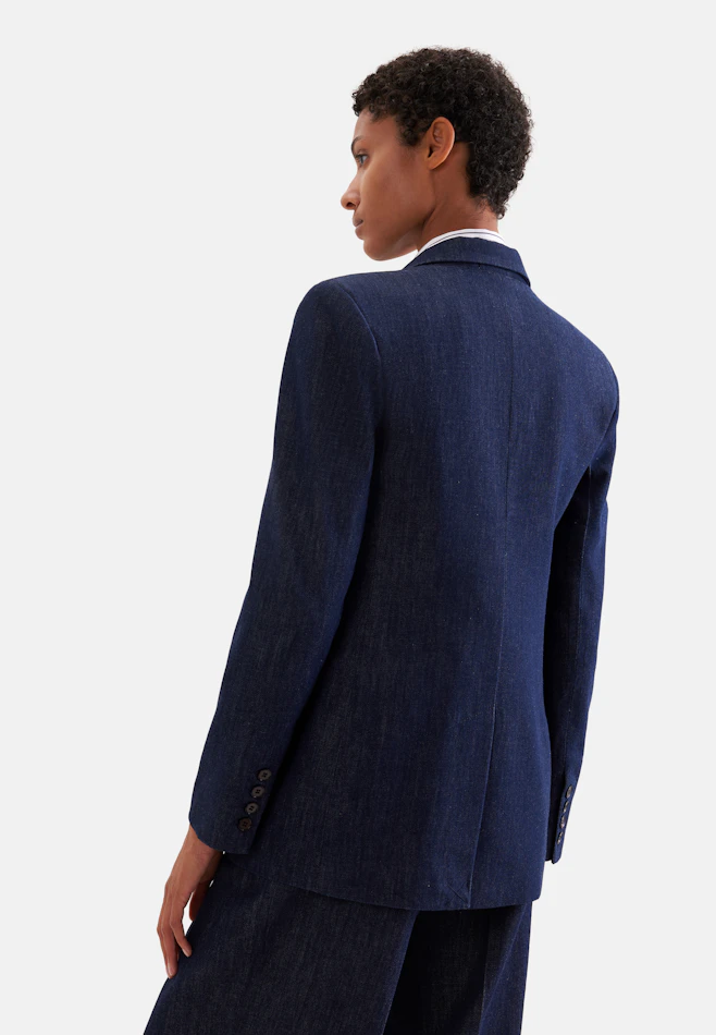 Blazer croisé en mélange de laine à poches à rabat dans Bleu Foncé | Boutique en ligne Seidensticker