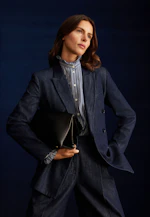 Zweireihiger Blazer mit Pattentaschen aus Denim in Dunkelblau |  Seidensticker Onlineshop