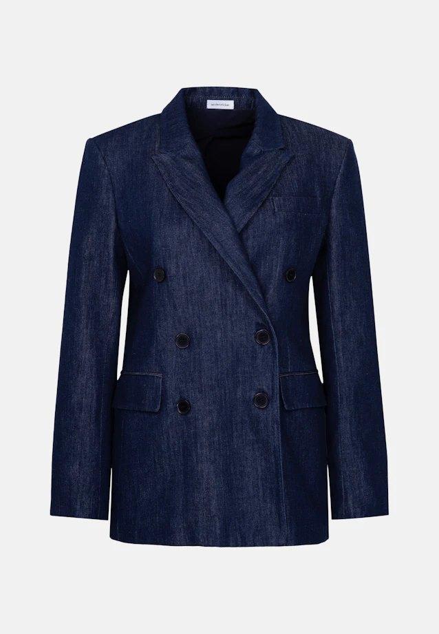 Zweireihiger Blazer mit Pattentaschen aus Denim in Dunkelblau |  Seidensticker Onlineshop