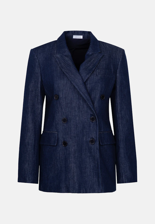 Double-Breasted Wool Blend Blazer with Flap Pockets in Dunkelblau | Seidensticker online shop