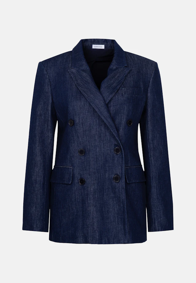 Zweireihiger Blazer mit Pattentaschen aus Denim in Dunkelblau |  Seidensticker Onlineshop