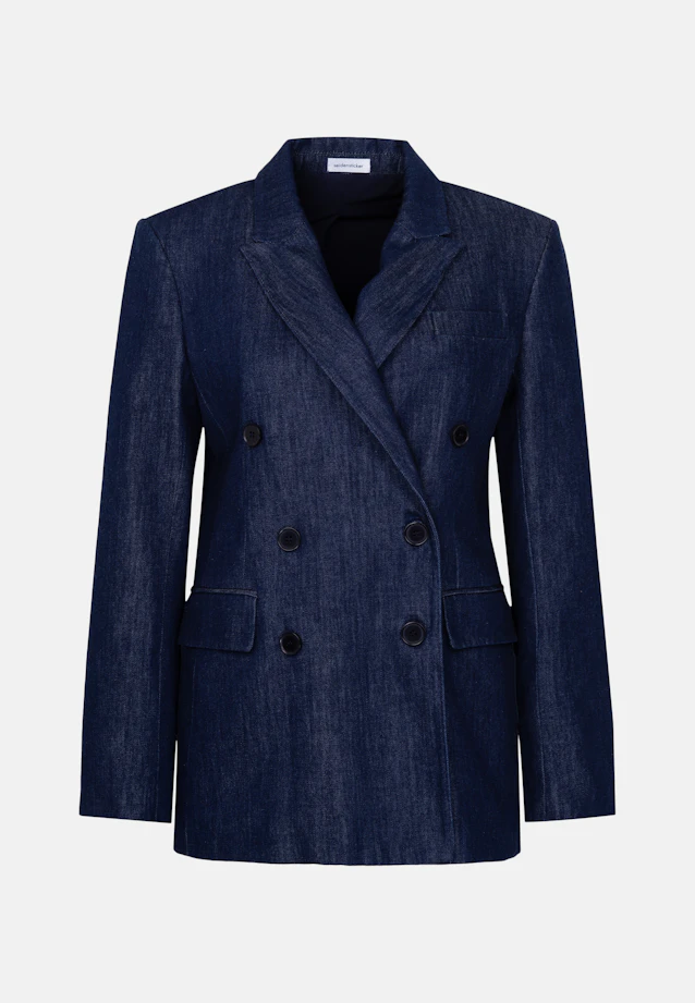Blazer croisé en mélange de laine à poches à rabat in Bleu Foncé |  Seidensticker Onlineshop