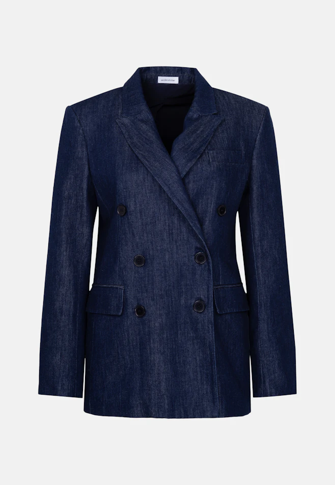 Double-Breasted Wool Blend Blazer with Flap Pockets in Dunkelblau | Seidensticker online shop