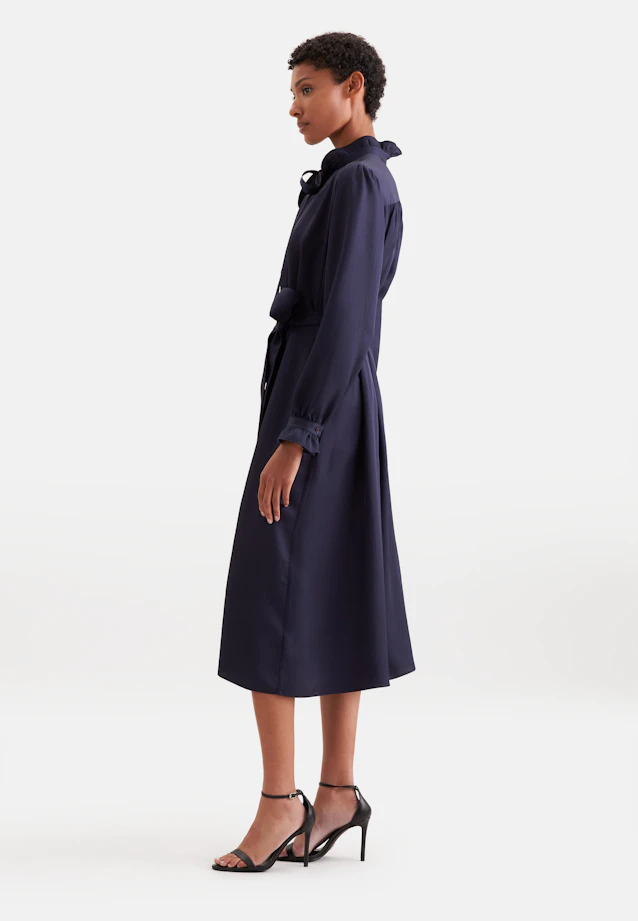 Satiniertes Kleid mit Schluppe und Bindeband aus Acetat in Dunkelblau |  Seidensticker Onlineshop