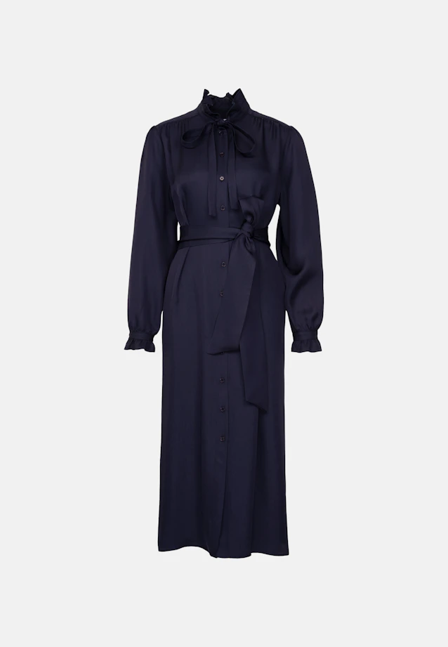 Satiniertes Kleid mit Schluppe und Bindeband aus Acetat in Dunkelblau |  Seidensticker Onlineshop