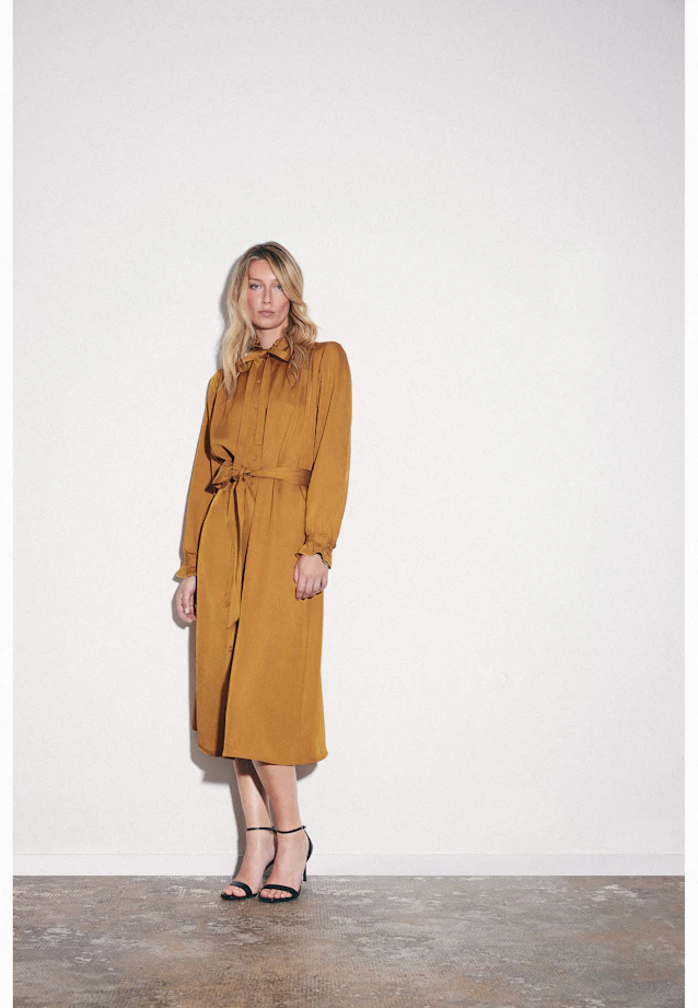 Robe en satin avec cravate in Jaune |  Seidensticker Onlineshop