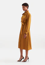 Satin dress with tie in Gelb |  Seidensticker Onlineshop