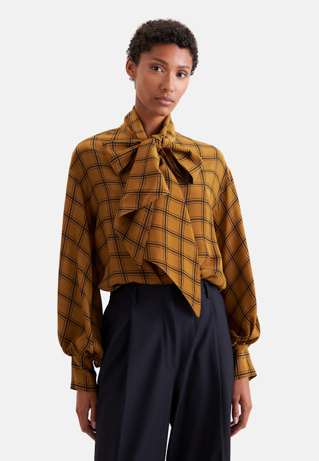 Satin blouse with bow detail in Gelb |  Seidensticker Onlineshop