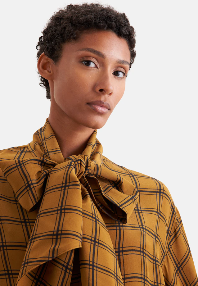 Schluppenbluse aus Chiffon mit Volumenärmeln und hohen Manschetten in Gelb |  Seidensticker Onlineshop