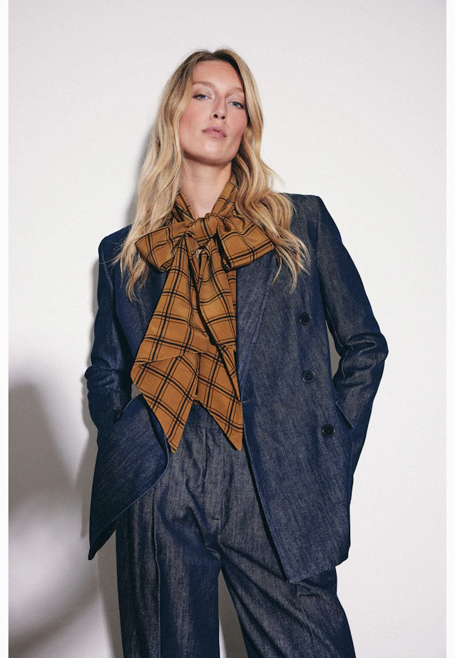 Schluppenbluse aus Chiffon mit Volumenärmeln und hohen Manschetten in Gelb |  Seidensticker Onlineshop