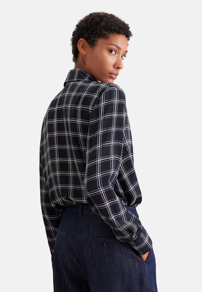 Fließende Hemdbluse aus Baumwoll Mix in Dunkelblau |  Seidensticker Onlineshop