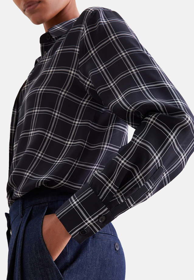 Fließende Hemdbluse aus Baumwoll Mix in Dunkelblau |  Seidensticker Onlineshop