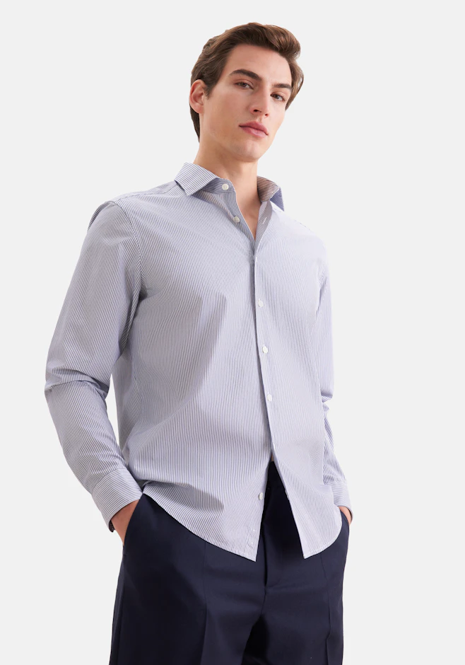 Regular Casual Hemd Gestreift in Dunkelblau | Seidensticker Onlineshop