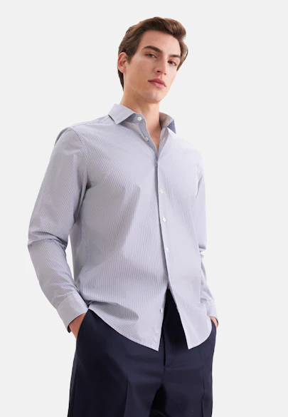 Regular Casual Hemd Gestreift in Dunkelblau |  Seidensticker Onlineshop