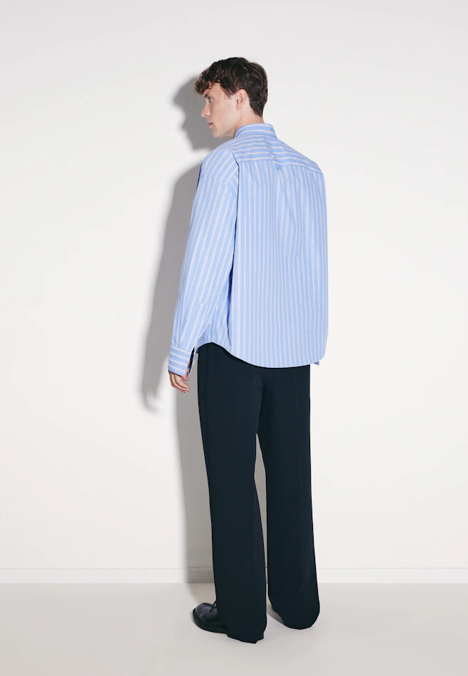 Oversized Fashion-Hemd Gestreift in Mittelblau | Seidensticker Onlineshop
