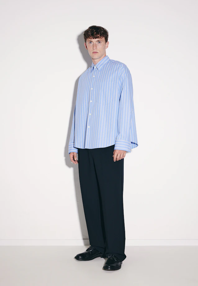 Oversized Fashion-Hemd Gestreift in Mittelblau |  Seidensticker Onlineshop