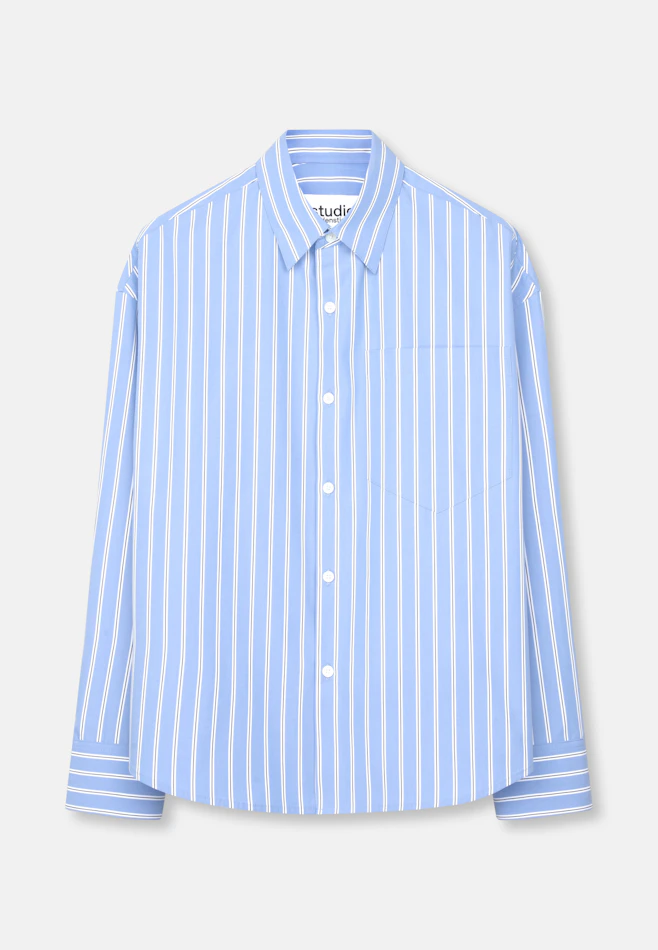 Oversized Fashion-Hemd Gestreift in Mittelblau | Seidensticker Onlineshop