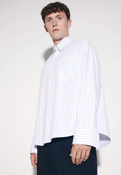 Oversized Fashion shirt Stripes in Mittelblau |  Seidensticker Onlineshop