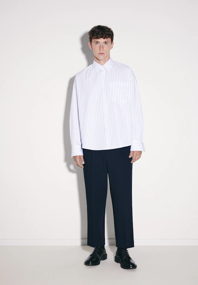 Oversized Fashion shirt Stripes in Mittelblau |  Seidensticker Onlineshop