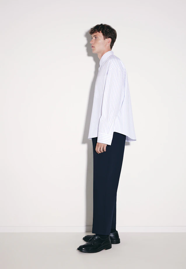 Oversized Fashion-Hemd Gestreift in Mittelblau |  Seidensticker Onlineshop