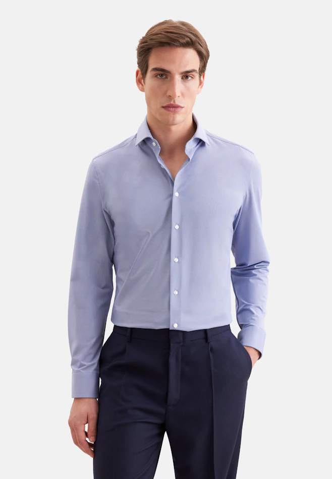 Slim Performance shirt Structure in Mittelblau | Seidensticker online shop