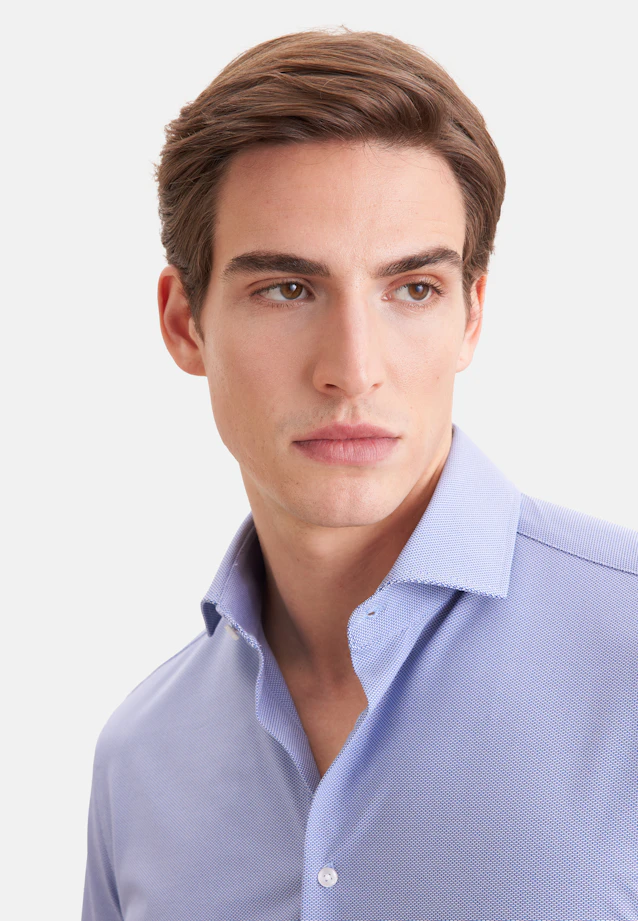Slim Performance shirt Structure in Mittelblau |  Seidensticker Onlineshop