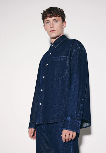 Oversized Chemise à la mode Denim in Bleu Foncé |  Seidensticker Onlineshop