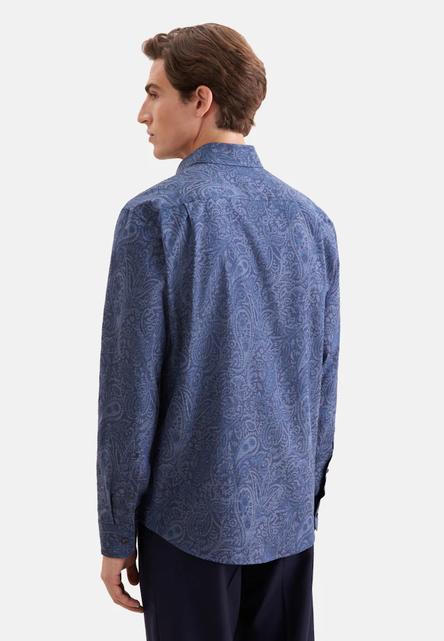 Regular Flanellhemd Druck in Dunkelblau |  Seidensticker Onlineshop