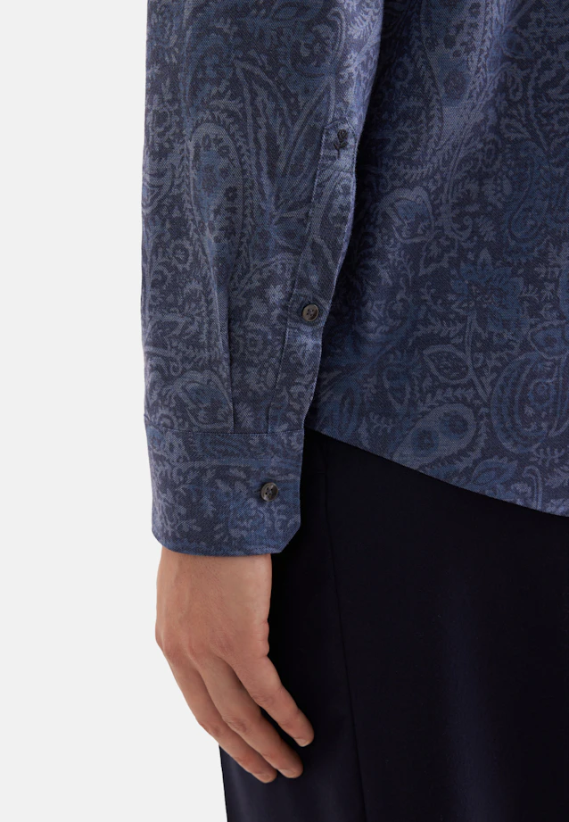 Regular Flanellhemd Druck in Dunkelblau |  Seidensticker Onlineshop