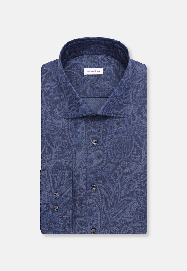 Regular Flanellhemd Druck in Dunkelblau |  Seidensticker Onlineshop
