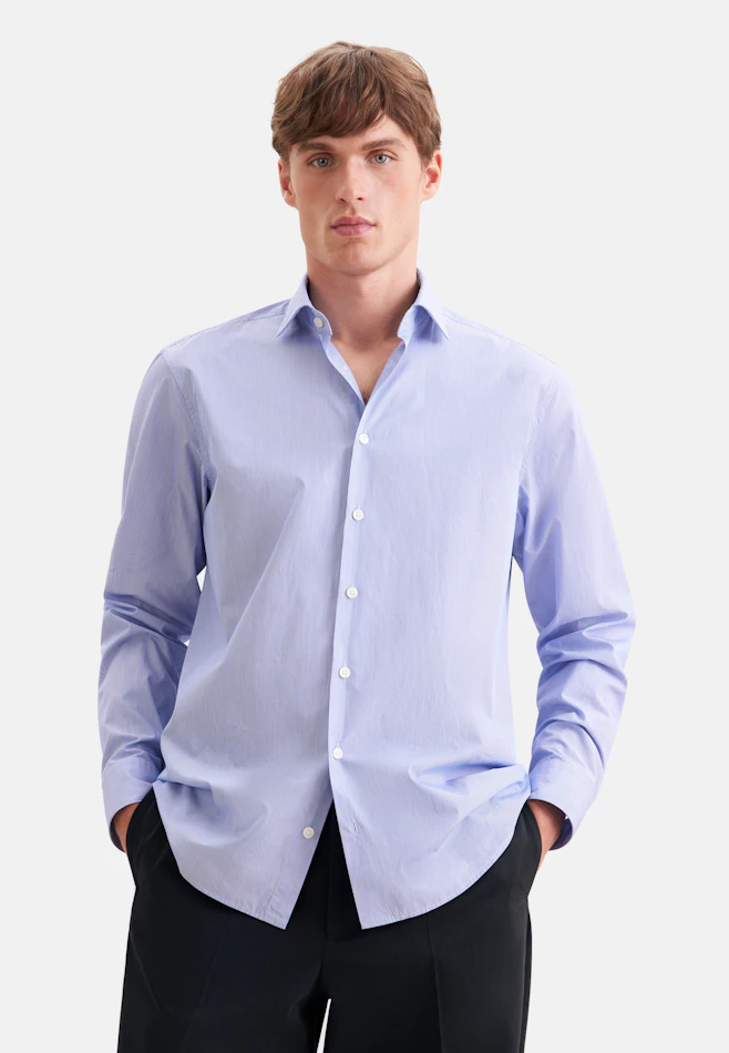 Regular Casual Hemd Gestreift in Mittelblau | Seidensticker Onlineshop