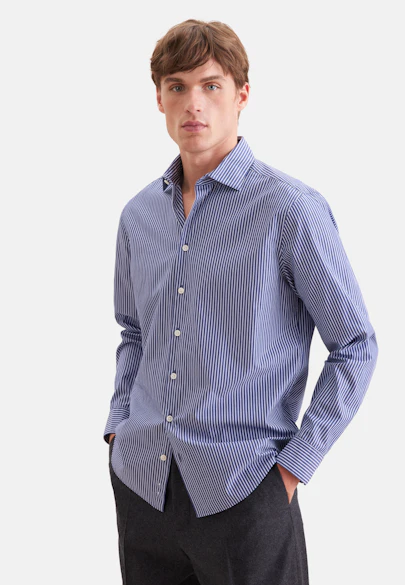 Regular Casual Hemd Gestreift in Dunkelblau |  Seidensticker Onlineshop