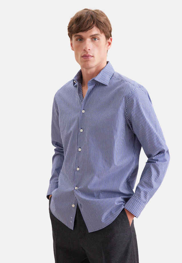 Regular Casual Hemd Gestreift in Dunkelblau |  Seidensticker Onlineshop