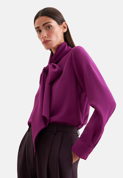Seidenbluse mit angesetzter Schluppe in Rosa |  Seidensticker Onlineshop