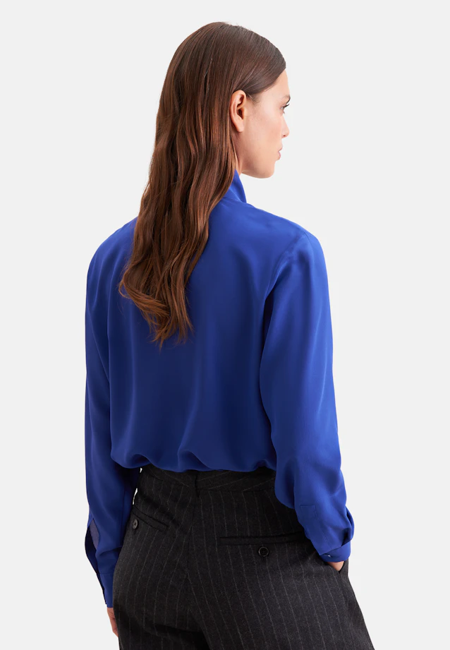 Seidenbluse mit angesetzter Schluppe in Bleu Moyen |  Seidensticker Onlineshop