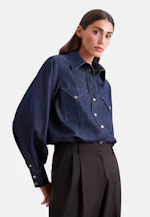 Denim Bluse mit Volumenärmeln und aufgesetzten Taschen in Dunkelblau |  Seidensticker Onlineshop